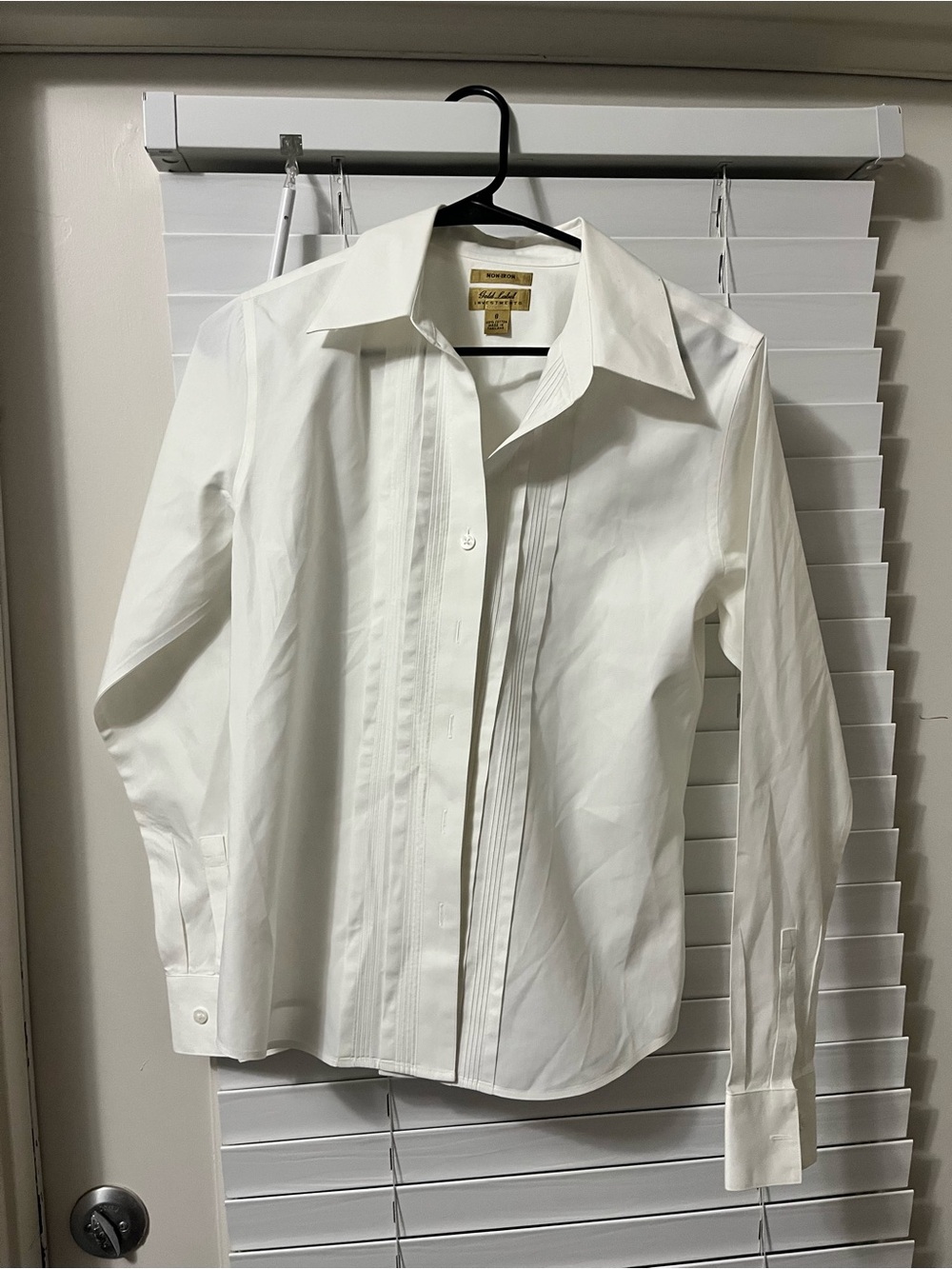Classic White Pleated Front women Dress Shirt